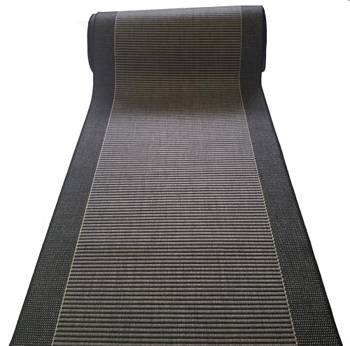 MERTEX Teppichläufer Rom auf Maß Meterware Flurteppich flach gewebt 100 cm breit mit Kettelkante (anthrazit, 100 x 380 cm) von MERTEX