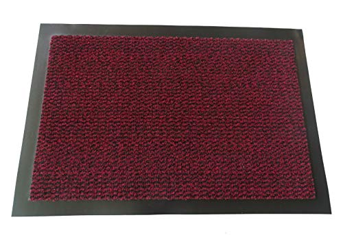 MERTEX Zeitlose Schmutzfangmatte Türmatte Sauberlauf Schmutzmatte Fußabstreifer für Flur Eingangsbereich Haustür innen und außen (rot-schwarz meliert 60 x 150 cm) von MERTEX