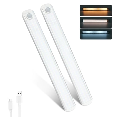 MERTTURM®Schrankbeleuchtung Bewegungsmelder(Standby 30+ Tage), 30cm Unterbauleuchte Küche 132 LED 1800mAh Aufladbar, Dimmbar Schranklicht mit 3 Sensor Modus, Magnetischer Stall für Kleiderschrank von MERTTURM