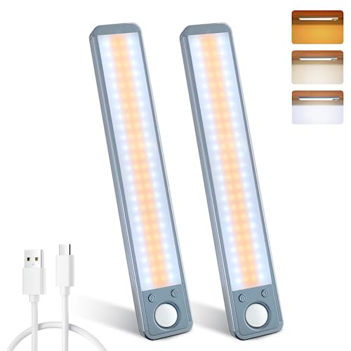 MERTTURM 25CM Unterbauleuchte Küche 96LED, 3 Farbtemperatur Dimmbar LED Leiste mit Bewegungsmelder, 2000mAh Aufladbar Schrankbeleuchtung LED Sensor Licht für Küche Schrank Kleiderschrank Treppe, 2Stk von MERTTURM