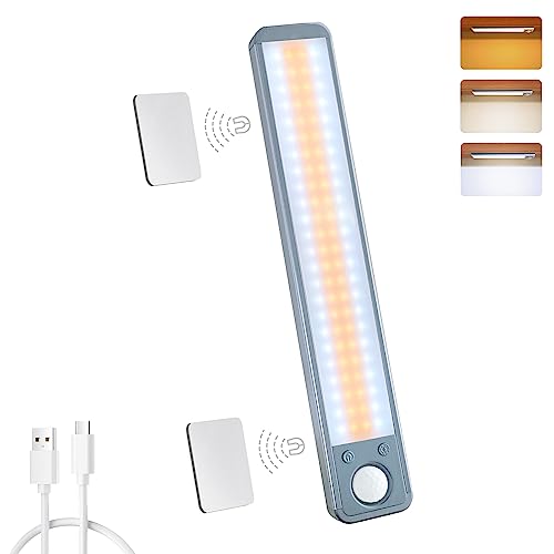 MERTTURM 25CM Unterbauleuchte Küche 96LED, 3 Farbtemperatur Dimmbar LED Leiste mit Bewegungsmelder, 2000mAh Aufladbar Schrankbeleuchtung LED Sensor Licht für Küche Schrank Kleiderschrank Treppe, 1Stk von MERTTURM