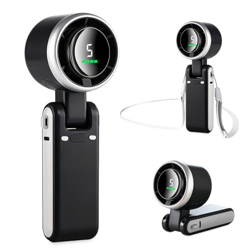 MERTTURM 3 IN 1 Mini Ventilator, Handventilator Turbo(12H Standby), Ventilator Klein & Tragbar mit 5 super starken Windstufen, Bürstenlosen Motor, Handventilatoren mit Akku Aufladbar für Outdoor von MERTTURM