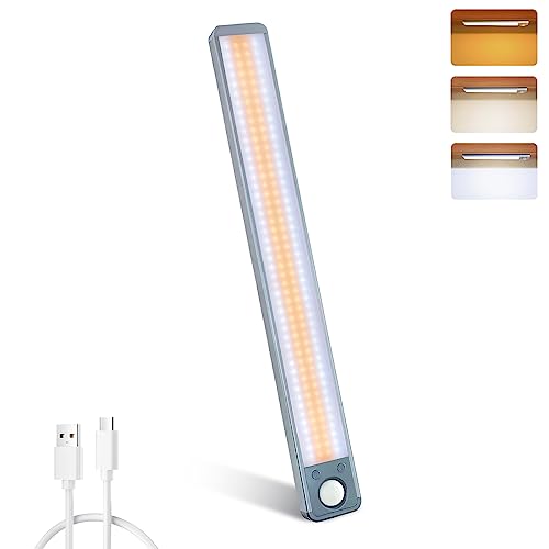 MERTTURM 35CM Unterbauleuchte Küche 188LED, 3 Farbtemperatur Dimmbar LED Leiste mit Bewegungsmelder, 3000mAh Aufladbar Schrankbeleuchtung LED Sensor Licht für Küche Schrank Kleiderschrank Treppe, 1Stk von MERTTURM