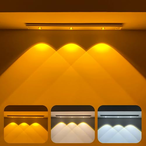 MERTTURM 45CM Schrankbeleuchtung mit Bewegungsmelder, Unterbauleuchte Küche LED Sensor Licht, 3 Farben Dimmbar Stilvolles Stimmungslicht Magnetisch für Schrank, Kleiderschran, Schlafzimmer von MERTTURM