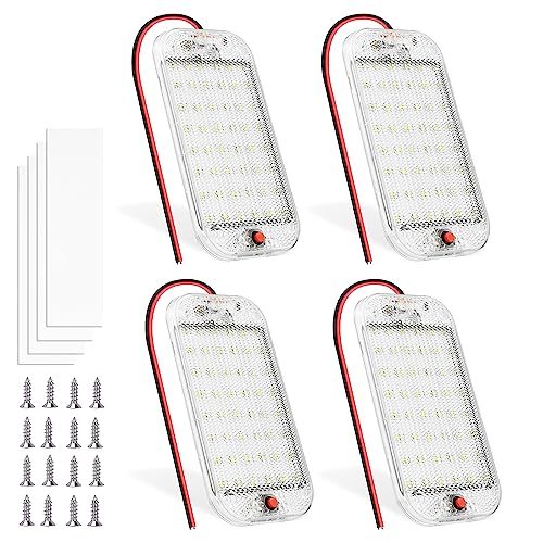 MERTTURM 48 LED Innenbeluchtung Auto, Super Hell 800LM 12V LED KFZ Innenraumbeleuchtung mit Schalter, 6000K Weißlicht für Wohnmobile LKW Van Caravan Boot(4 Stück) von MERTTURM