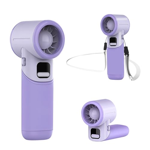 MERTTURM Leistungsstarker Tragbarer Handventilator [11H Standby], Aufladbares Klappbares Turbolüfter mit 5 Geschwindigkeitsstufen, Akkustandanzeige, Persönlicher Mini Kleiner Ventilator-Lila von MERTTURM