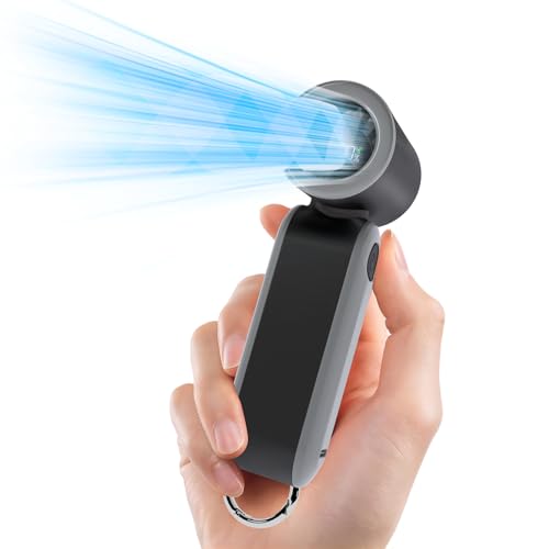 MERTTURM Turbo Mini Ventilator 17400U/MIN, Handventilator Akku Aufladbar Klein & Leistungsstark mit LED-Display, 5 Stufen, Bis zu 8h Laufzeit, Kühlventilator für Camping, Reisen, Strand-Schwarz Grau von MERTTURM