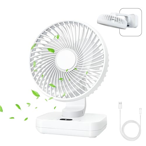 MERTTURM Mini Ventilator Oszillierend Ultra Leise, 4000mAh Akku Klein Tischventilator(4-13h), 4 Geschwindigkeiten LED-Digitalanzeige Tragbarer Ventilator für Bibliothek, Zuhause Büro, Kompaktes Design von MERTTURM