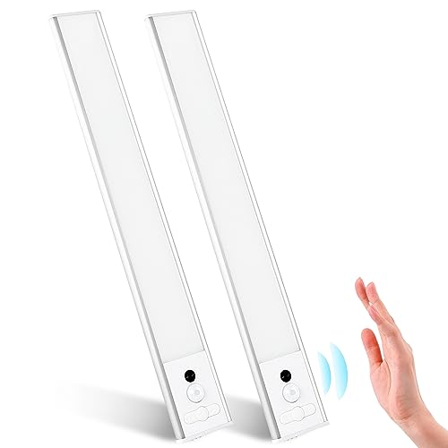 MERTTURM Unterbauleuchte Küche 30cm, Schrankbeleuchtung LED 106LEDs mit Bewegungssensor&Handwellensensor, 3 Farbmodi Dimmbar, 2200mAh Aufladbar Schranklicht Lichtleiste für Treppen, Schlafzimmer, 2stk von MERTTURM
