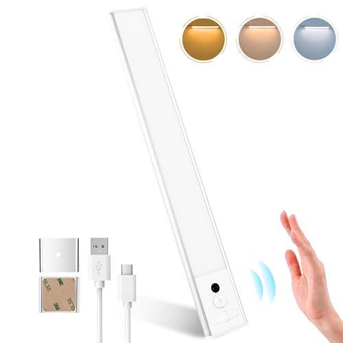 MERTTURM Unterbauleuchte Küche 30cm, Schrankbeleuchtung LED 106LEDs mit Bewegungssensor&Handwellensensor, 3 Farbmodi Dimmbar, 2200mAh Aufladbar Schranklicht Lichtleiste für Treppen, Schlafzimmer, 1stk von MERTTURM