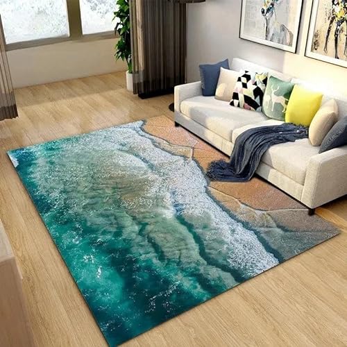 MERVOS Beach Wave 3D Printed Carpet Wohnzimmer Schlafzimmer Kinderzimmer Bad Home Mats von MERVOS