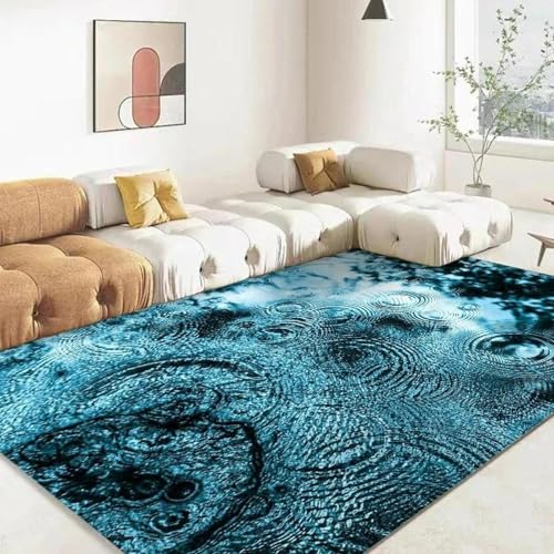 MERVOS Blauer 3D-Teppich mit Meeresmuster für Wohnzimmer, Küche, Schlafzimmer, Eingang und Balkon – rutschfeste Matte zur Dekoration von MERVOS
