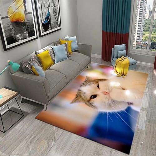 MERVOS Romantischer Teppich mit Hundemuster Wohnzimmer Schlafzimmer Küche Bad rutschfeste Bodenmatten für Zuhause von MERVOS