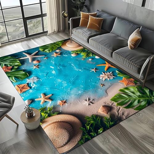 MERVOS Seestern-Strandmuschel-Seestern-Teppich Geeignet für Wohnzimmer Schlafzimmer Balkon Küche Anti-Rutsch-Matte MERVOS Seestern-Strandmuschel-Seestern-Teppich Geeignet für Wohnzimmer Schlafzimmer Balkon Küche Anti-Rutsch-Matte von MERVOS