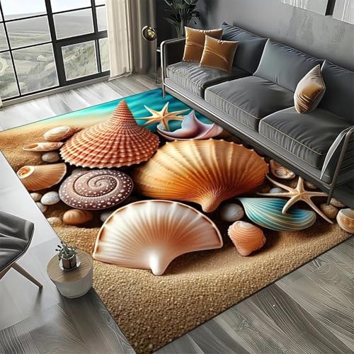 MERVOS Seestern-Strandmuschel-Seestern-Teppich Geeignet für Wohnzimmer Schlafzimmer Balkon Küche Anti-Rutsch-Matte MERVOS Seestern-Strandmuschel-Seestern-Teppich Geeignet für Wohnzimmer Schlafzimmer Balkon Küche Anti-Rutsch-Matte von MERVOS