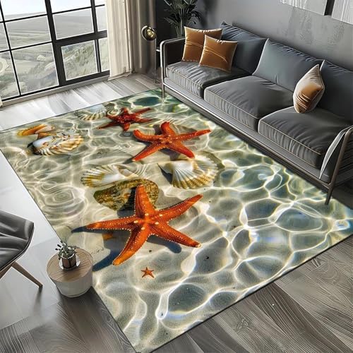 MERVOS Seestern-Strandmuschel-Seestern-Teppich Geeignet für Wohnzimmer Schlafzimmer Balkon Küche Anti-Rutsch-Matte MERVOS Seestern-Strandmuschel-Seestern-Teppich Geeignet für Wohnzimmer Schlafzimmer Balkon Küche Anti-Rutsch-Matte von MERVOS