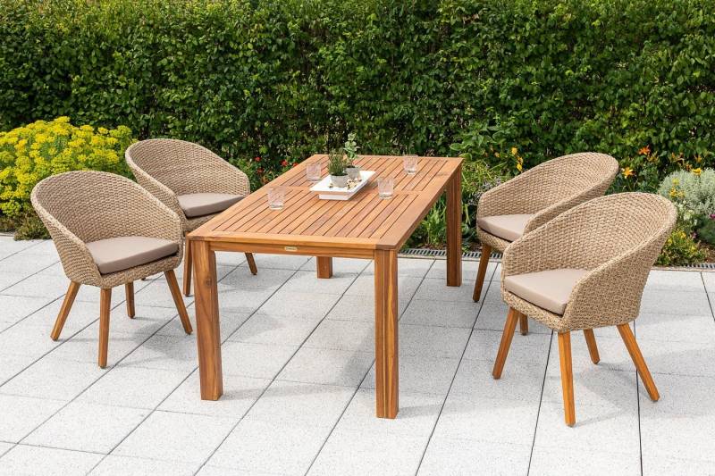 MERXX Garten-Essgruppe Arrone, (5-tlg), 4 Sessel mit Kissen, Tisch von MERXX