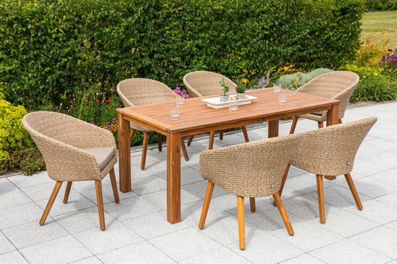 MERXX Garten-Essgruppe Arrone, (7-tlg), 6 Sessel mit Tisch von MERXX