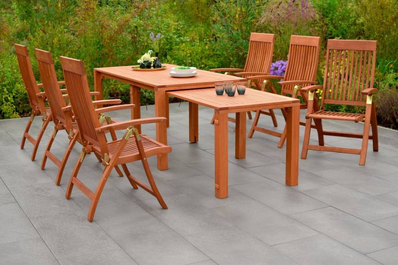 MERXX Garten-Essgruppe Comodoro, (Set, 7-tlg), 7 Klappsessel, 5-fach verstellbar, Ausziehtisch von MERXX