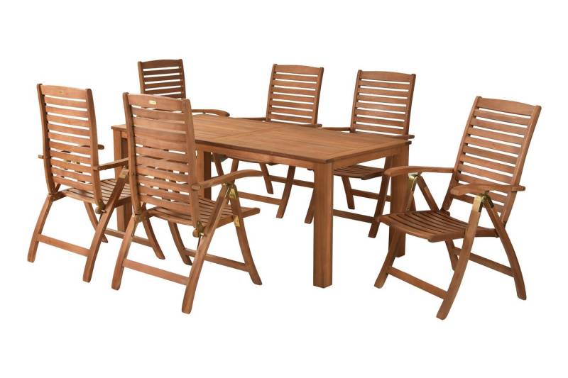 MERXX Garten-Essgruppe Paraiba Set 7tlg., Klappsessel, Akazie, (7tlg. Set, 6 Klappsessel, 1 Tisch), Klappsessel, verstellbare Rückenlehne von MERXX