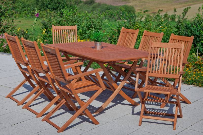 MERXX Garten-Essgruppe »Rio«, (Set, 7-tlg., Geöltes Eukalyptusholz), Ausziehtisch:, klappbar LxB: 110-160 x 90 cm von MERXX