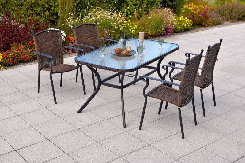 MERXX Garten-Essgruppe »Roma«, (Set, 5-tlg., Pulverbeschichtetes Aluminiumgestell), Tisch: LxB: 150x85 cm von MERXX