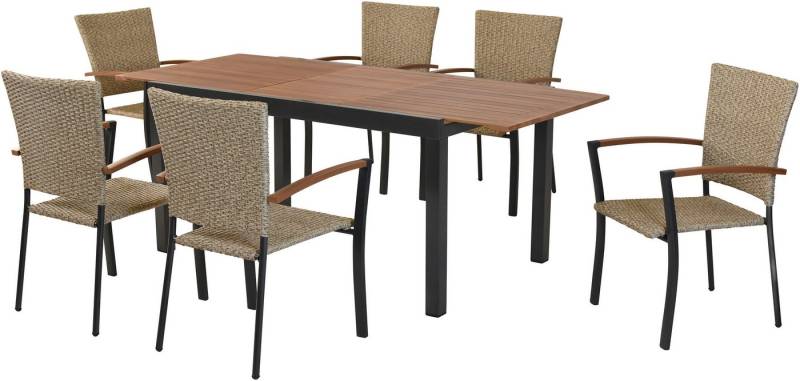 MERXX Garten-Essgruppe »Teramo«, (Set, 7-tlg), folierte Applikationen und Tischplatte in Holzoptik von MERXX