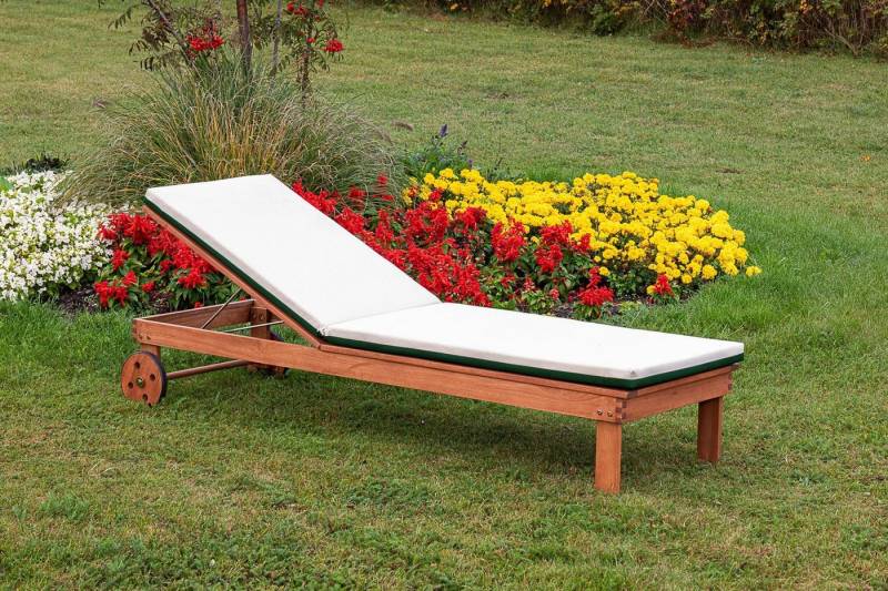 MERXX Gartenliege, mit 2-farbiger Wendeauflage, verstellbare Rückenlehne, Eukalyptusholz von MERXX