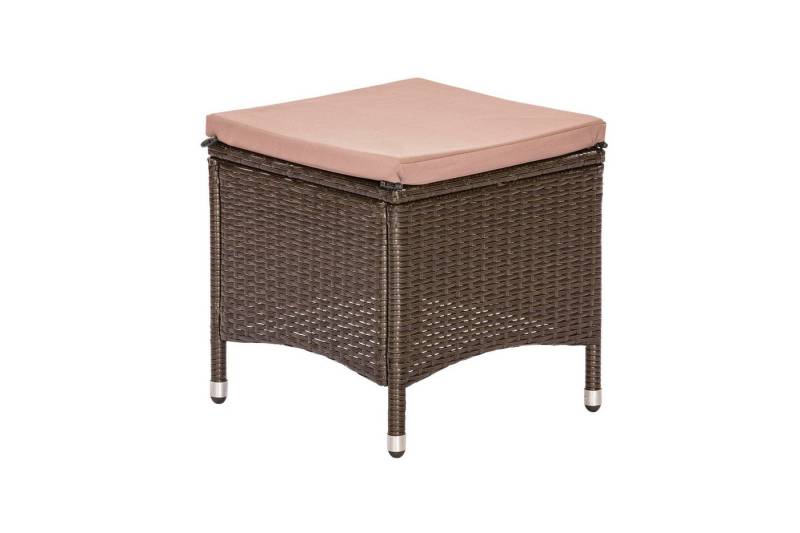 MERXX Gartenlounge-Hocker MONACO (1 St), 45x45x45cm, Polyrattan dunkelbraun, mit Polster von MERXX