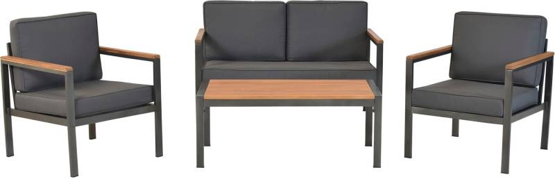 MERXX Gartenlounge-Set »Kavos«, (Set, 10-tlg), Tischplatte und Applikationen aus Kunststoff in Holzoptik von MERXX