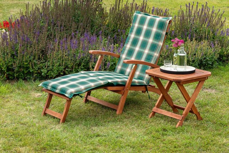 MERXX Gartensessel Deckchair (Set, 3-St., 1x Sessel, 1x Auflage, 1x Klapphocker), inkl. Wendeauflage und Klapphocker von MERXX