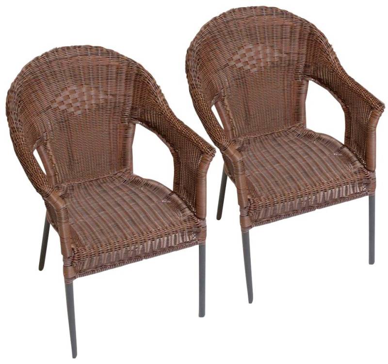 MERXX Gartensessel Ravenna (Set, 2-St), 2er Set, Polyrattan, stapelbar, braun von MERXX