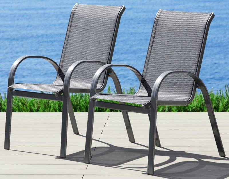 MERXX Gartenstuhl Amalfi (Set, 2 St), 2er Set, Alu/Textil, stapelbar, anthrazit von MERXX