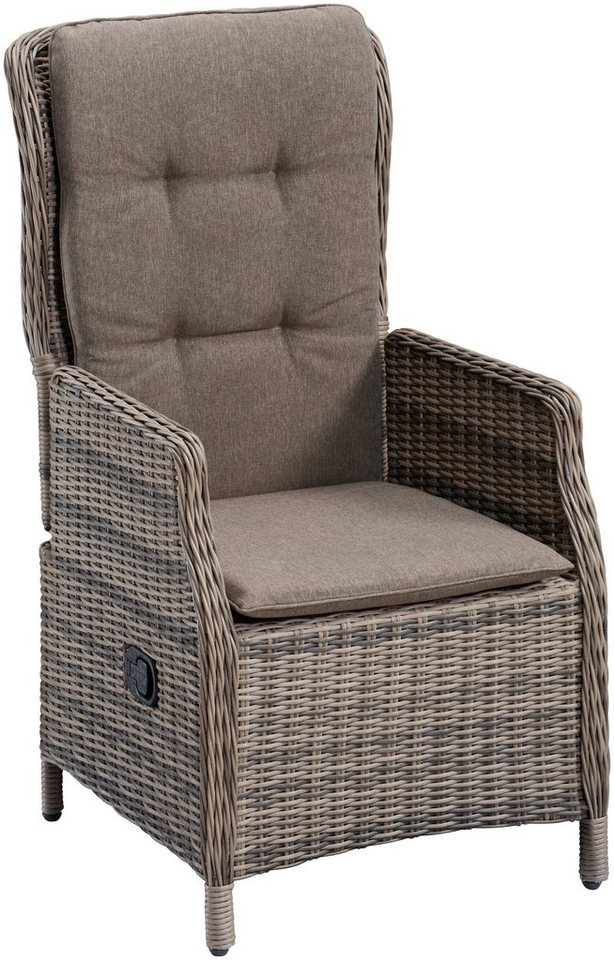 MERXX Gartenstuhl Riviera (1 St), Polyrattan, verstellbar, natur, inkl. Auflage von MERXX