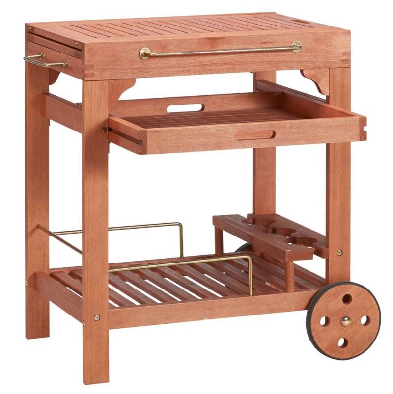 MERXX Servierwagen Multifunktion, Eukalyptusholz, 70-140x50 cm, ausziehbar von MERXX