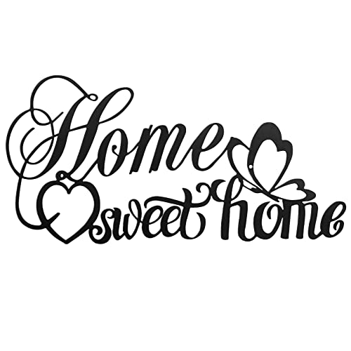 MERYSAN Home Sweet Home Zeichen Metall-Wortschild Dekor schwarz, Heimdekoration Metalldekorationen für Wohnzimmer Schlafzimmer, inspirierende Buchstaben Zitate Eisen Wandkunst, 45 x 22cm von MERYSAN
