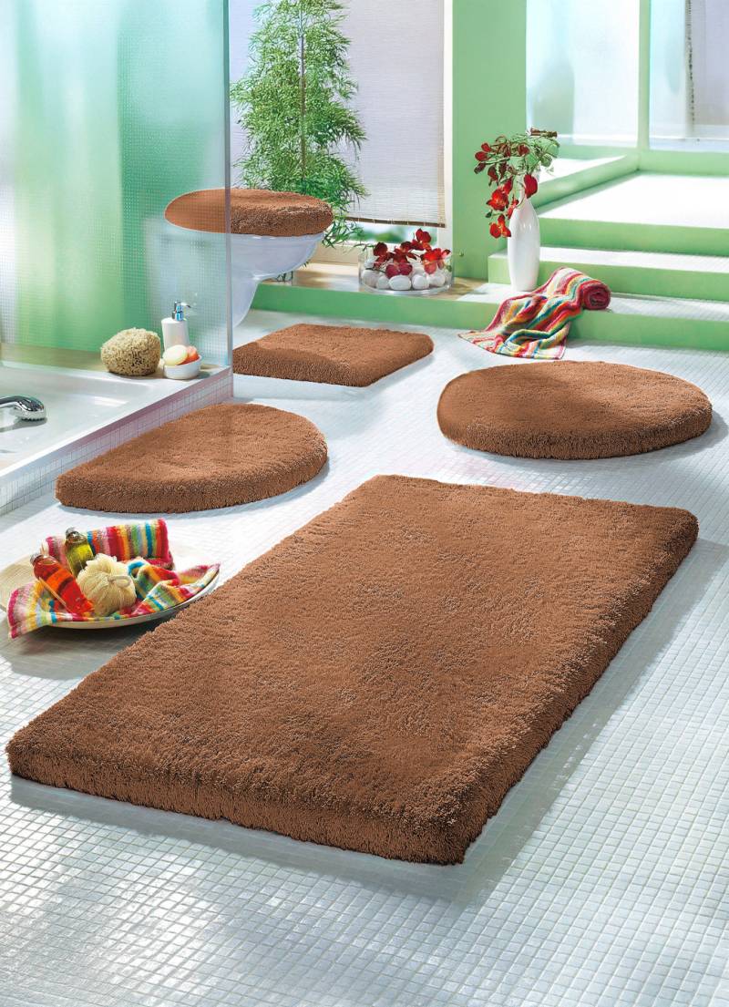 Mesana Badgarnitur mit rutschhemmender Rückseite, Größe 109 (Hänge-WC-Vorleger 50/ 55 cm), Braun von MESANA