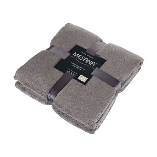 Mesana F-10157/100 hochwertige Mikrofaser Premium Wohndecke, 150 x 200 cm, Fleece, flauschig weich, viele, grau von MESANA