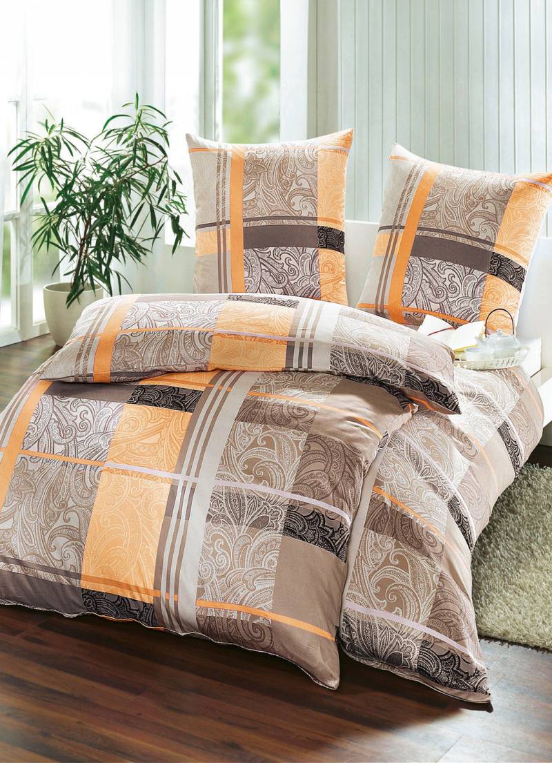Satin Bettwäsche-Garnitur, Größe 111 (40x80 cm + 135x200 cm), Apricot von MESANA