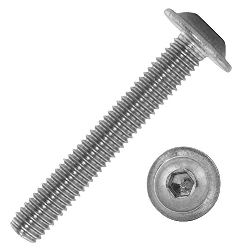 Linsenkopfschrauben mit Innensechskant (ISK) und Flansch M10x80/80 mm aus Edelstahl A2 (100 Stück) | ISO 7380 - Rundkopfschrauben - Linsenschrauben - Schrauben von MESAROS® von MESAROS