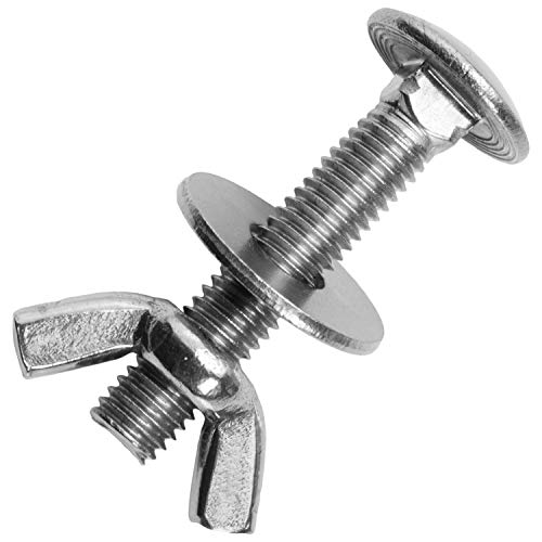 Schlossschrauben M10x80/80 mm mit Flügelmuttern & großen Unterlegscheiben M10 aus Edelstahl A2 (5 Stück) | Flachrundschrauben - Schmetterlingsmuttern - Beilagscheiben von MESAROS® von MESAROS