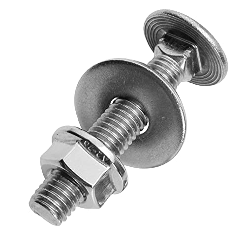 Schlossschrauben M6x80/80 mm mit Flanschmuttern & großen Unterlegscheiben M6 aus Edelstahl A2 (10 Stück) | Flachrundschrauben - Sechskantmuttern mit Flansch - Beilagscheiben von MESAROS® von MESAROS