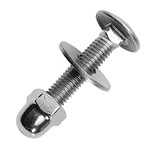 Schlossschrauben M8x90/90 mm mit Hutmuttern hohe Form & großen Unterlegscheiben M8 aus Edelstahl A2 (50 Stück) | Flachrundschrauben - Kappenmuttern - Beilagscheiben von MESAROS® von MESAROS