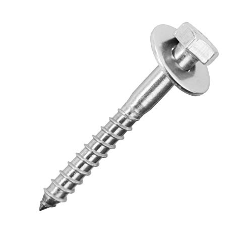 Sechskant-Holzschrauben 7x40 mm mit Unterlegscheiben M7 aus Edelstahl A2 (20 Stück) | DIN 571 & DIN 9021 - Schlüsselschrauben - Große Unterlegscheiben von MESAROS® von MESAROS