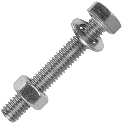 Sechskantschrauben M10x35 mm inkl. Sechskantmuttern & Unterlegscheiben M10 aus Edelstahl A2 (20 Stück) | Maschinenschrauben - Edelstahlmuttern - Beilagscheiben von MESAROS® von MESAROS