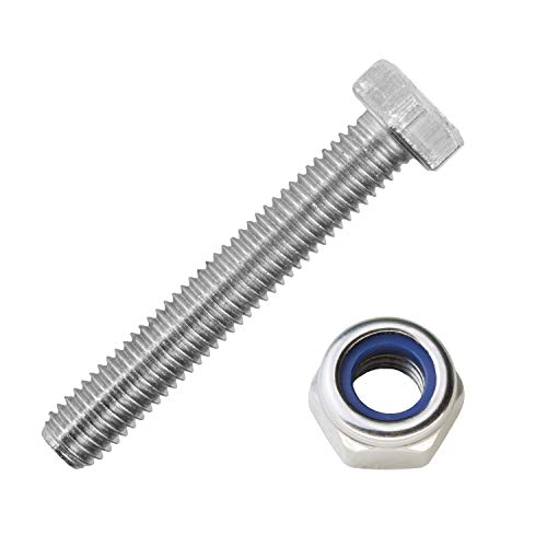 Sechskantschrauben M4x40 mm mit Sicherungsmuttern M4 aus Edelstahl A2 (50 Stück) | DIN 933 & DIN 985 - Maschinenschrauben - selbstsichernde Sechskantmuttern von MESAROS® von MESAROS