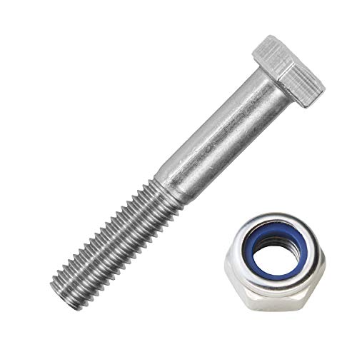 Sechskantschrauben mit Schaft M8x160 mm & Sicherungsmuttern M8 aus Edelstahl A2 (50 Stück) | DIN 931 & DIN 985 - Maschinenschrauben - selbstsichernde Sechskantmuttern von MESAROS® von MESAROS