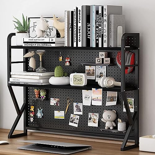 2-stöckiges Industrie-Computertisch-Schreibtischregal – Bücherregal für den Schreibtisch, freistehendes Ausstellungsregal, multifunktionales Organisationsregal, Büro-, Heim- und Küchen-Aufbewahrungsre von MESCXTY