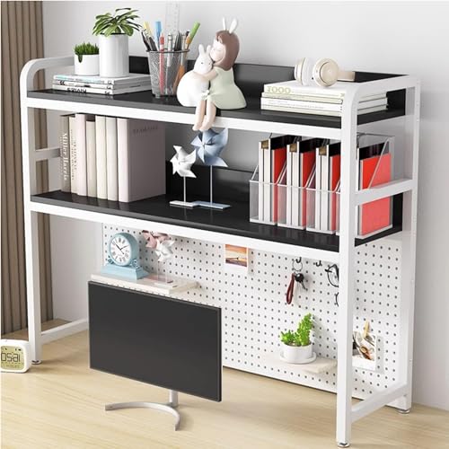 2-stöckiges Schreibtisch-Bücherregal/Bücherregal - Computertisch-Aufsatz, verstellbares mehrschichtiges Gestell, multifunktionales Aufbewahrungsregal für Bürobedarf (Farbe: B, Größe von MESCXTY