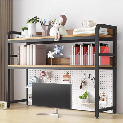 2-stöckiges Schreibtisch-Bücherregal/Bücherregal - Computertisch-Aufsatz, verstellbares mehrschichtiges Gestell, multifunktionales Aufbewahrungsregal für Bürobedarf (Farbe: C, Größe von MESCXTY